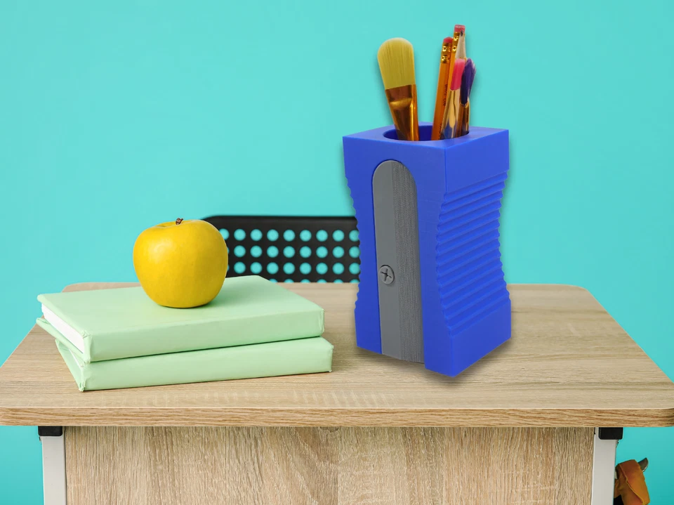 Sacapuntas gigante organizador de escritorio soporte para bolígrafos y lápices decoración de aula Foto 3 de 4