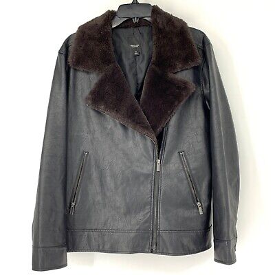 Simply Vera Wang Black Faux Leather Asym Zip Jacket Size XL Simply Vera Wang Black Faux Leather Asym Zip Jacket Size XL