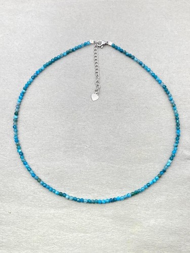 Genuine Neon Apatite Faceted Round Gemstone Beads Handmade Choker Necklaces 18'' - Picture 13 of 21