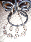 VINTAGE SHIMMER CLEAR/AMBER RHINESTONE LEAF LINK NECKLACE/EARRINGS SET — photo 7