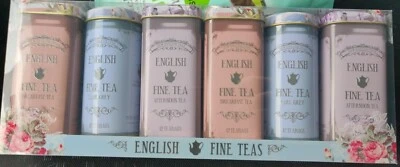 NEW ENGLISH TEAS ⭐NEW⭐ English Fine Teas Gift Set, 6 Canisters, 72 Teabags, Sealed,Exp 07/2026