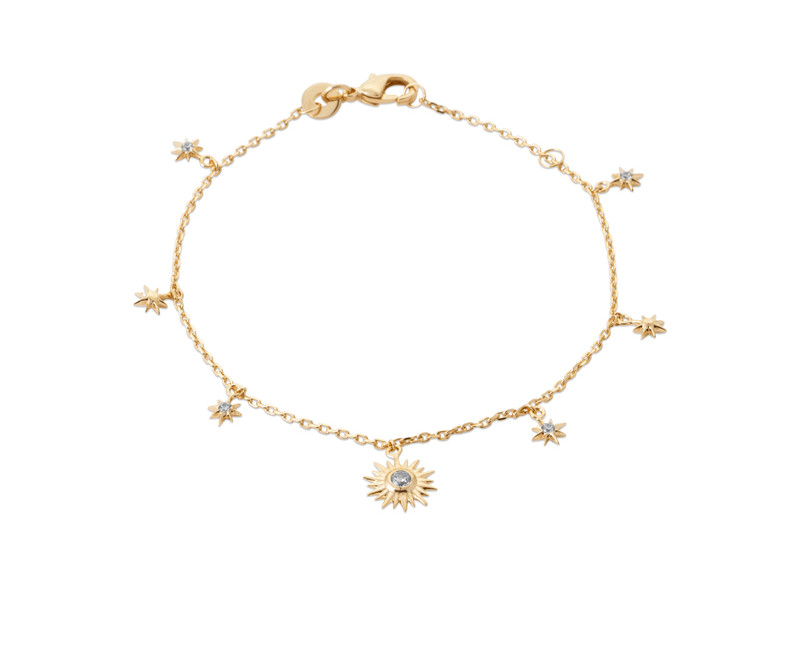 Bracelet Céleste Soleil Étoile Or 750/000 Fine Joaillerie Oxydes de Zirconium Éclatant