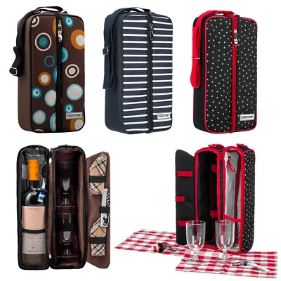 anndora® Picknick Weinkühler Getränkekühler 2 Gläser Weinöffner Picknickset