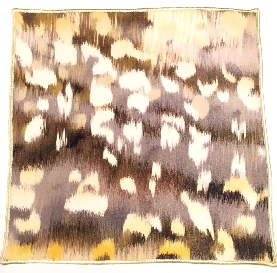 Pocket Square Silk Atlas Print Ivory Stitched Borders By Squaretrapny.com - Image 2 of 4