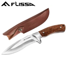 FLISSA Fixed Blade Knife 4.8'' Full Tang Camping Knife With Sheath for Hiking US