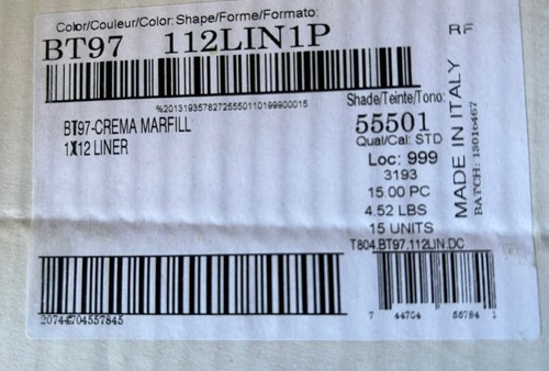 BT97 Crema Marfil Marble 1x12 Pencil Liner Trim Molding Polished - Picture 4 of 5
