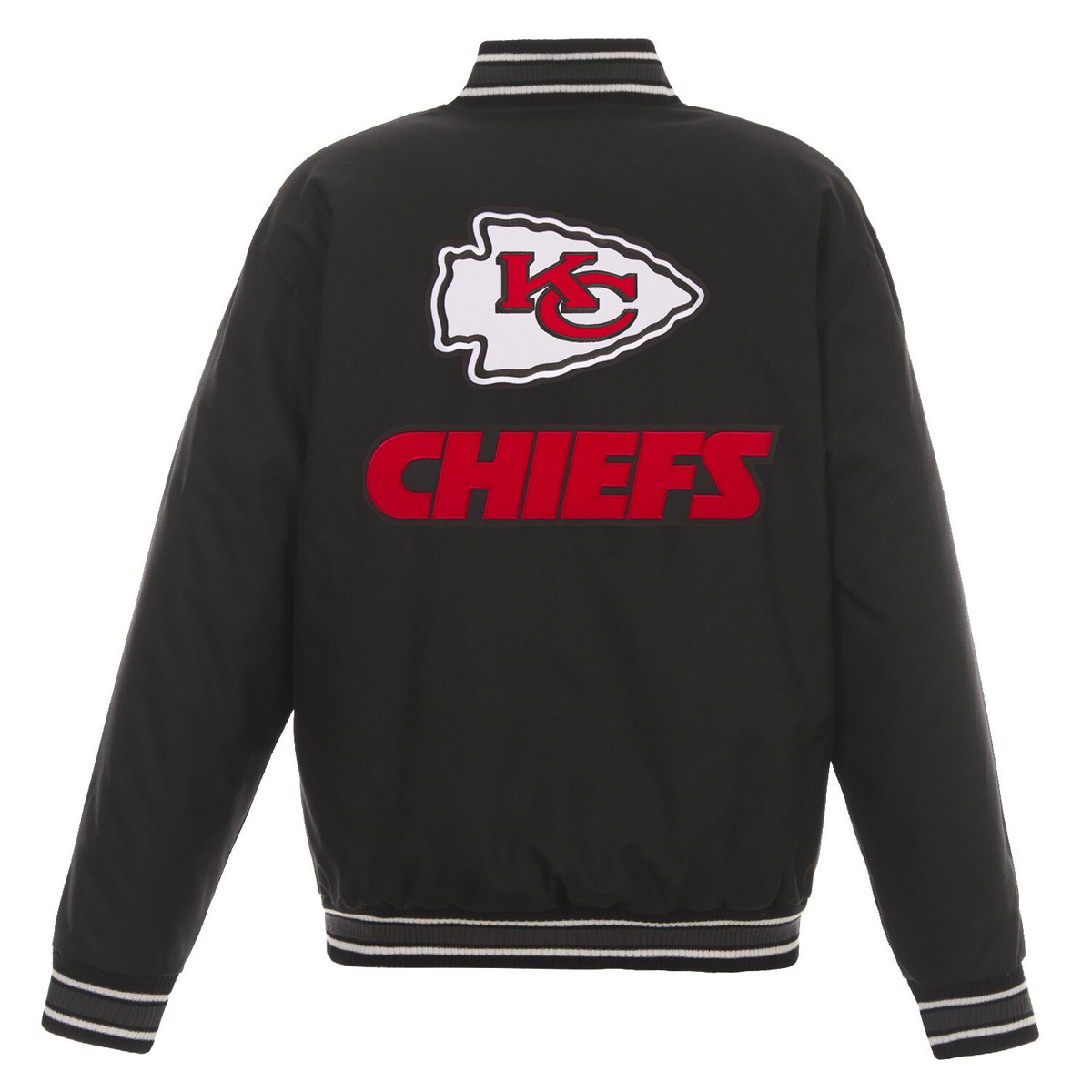 NFL Kansas City Chiefs Poly Twill Jacket Black Embroidered NFL Kansas City Chiefs Poly Twill Jacket Black Embroidered