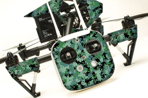 DJI Inspire 1 Grafik Skins mit 6 Akkus Sender Aufkleber | Digi Camo Grün - Bild 1 von 2