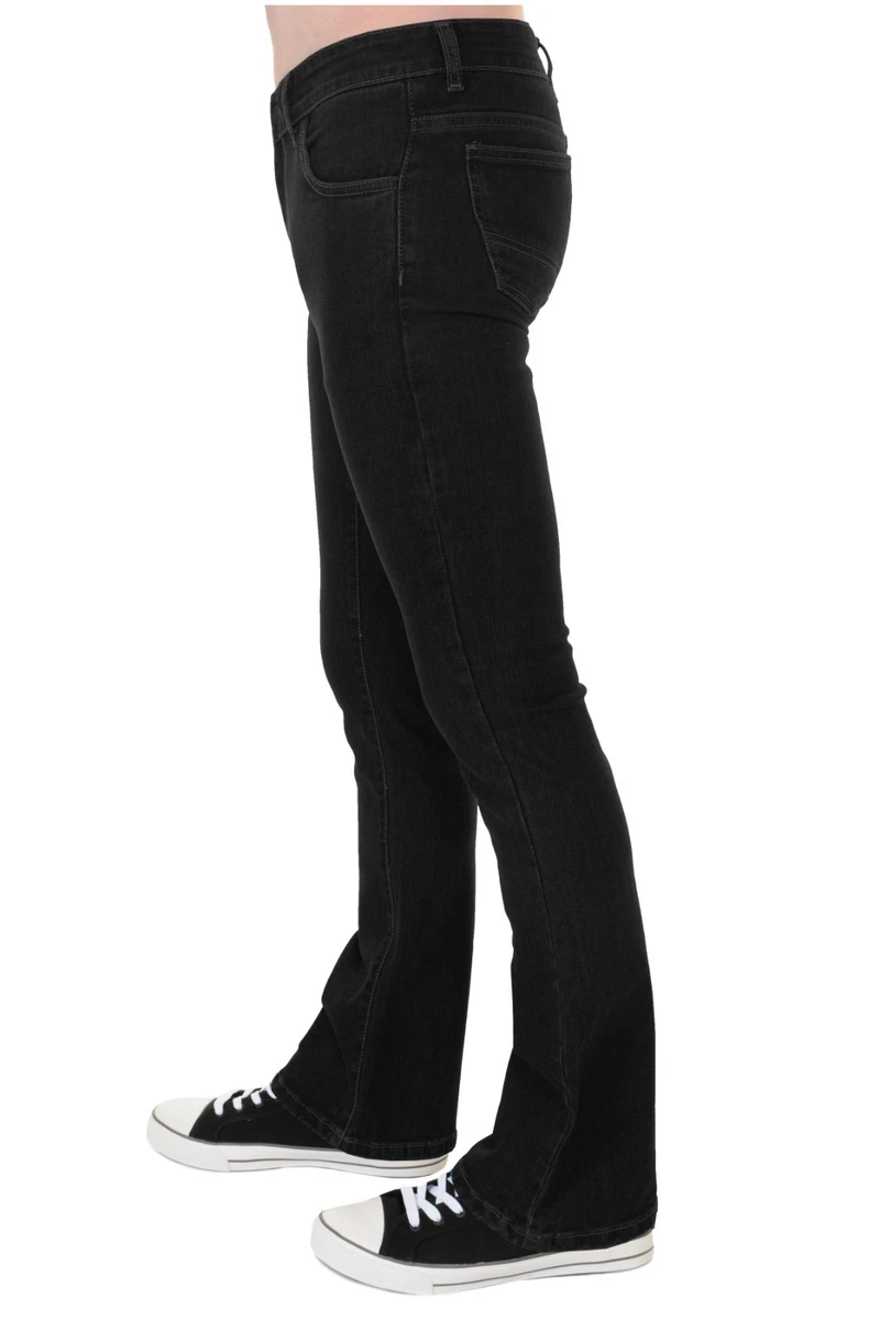 Mens Run & Fly 60s 70s Vintage Black Stretch Denim Slim Bootcut Jeans