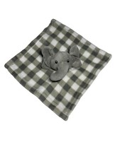 Lila Jack Elephant Lovey Blanket Rattle 11" Plush Gray White Squares 2019