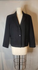 Norton Mcnaughton Coat Sz 16 Petite Black Lining Pockets 100% Pure Wool