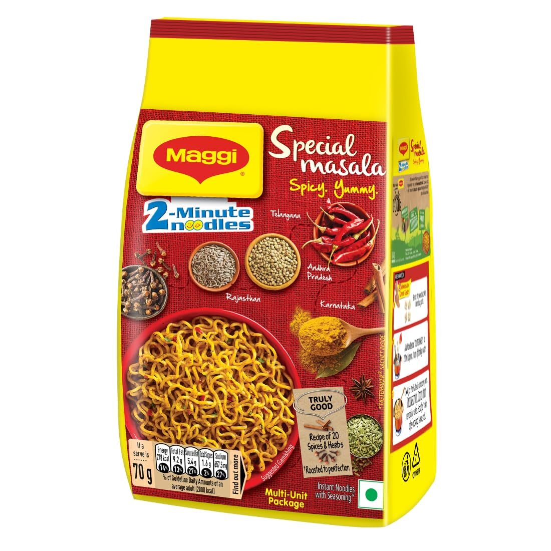 MAGGI 2-Minute Vegetarian Special Masala, Instant Noodles, Pack of