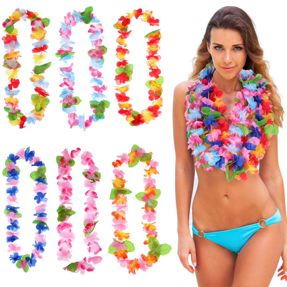 Hawaiian Leis Set Hawaii Wreaths Luau Wristband Leis Dance Garland