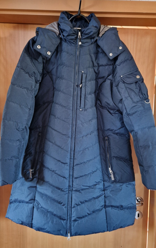 Damen Daunenjacke / Parka (Eddie Bauer) blau Gr. XL (48), 88 cm lang, wie neu