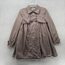Bread N Butter Trench Coat Womens M Brown Double Breasted Long Sleeve Pleated