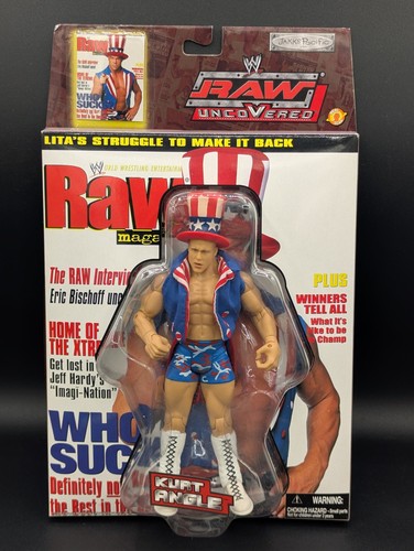 Kurt Angle Action Figure WWE RAW Uncovered Wrestling Magazine Cover Sealed