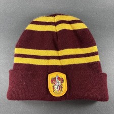 Harry Potter Gryffindor House Crest Knit Striped Beanie Hat - Universal Studios