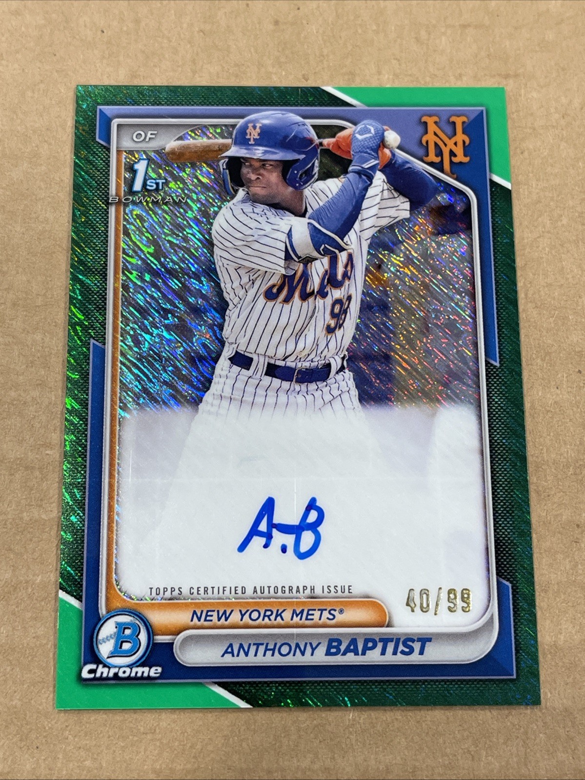 2024 Bowman Chrome Anthony Baptist Green Shimmer Autograph #40/99 #CPA-AB SB