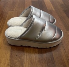 Anthropologie Maeve Women's Small Silver Puffy Platform Slippers Comfort