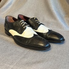 Johnston Murphy Brogue Spectator Wingtip Derby Shoes Black White Mens 10.5