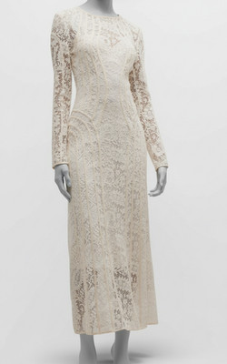Zimmermann Women's White Cotton Lined Linen Devi Lace MIDI-Dress Petite Size 0P
