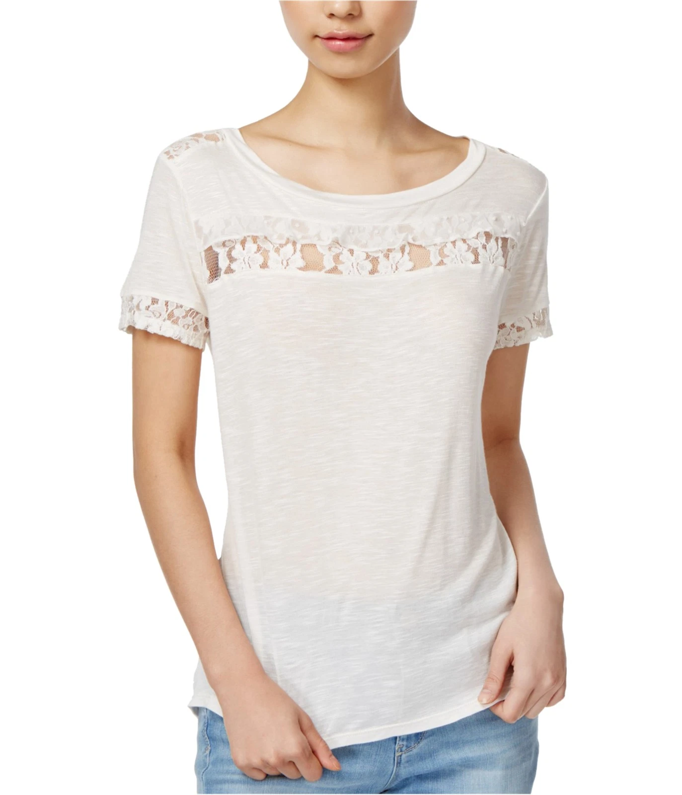 OFF WHITE maison Jules T shirt basic da donna con orlo in pizzo bianco sporco XX Small