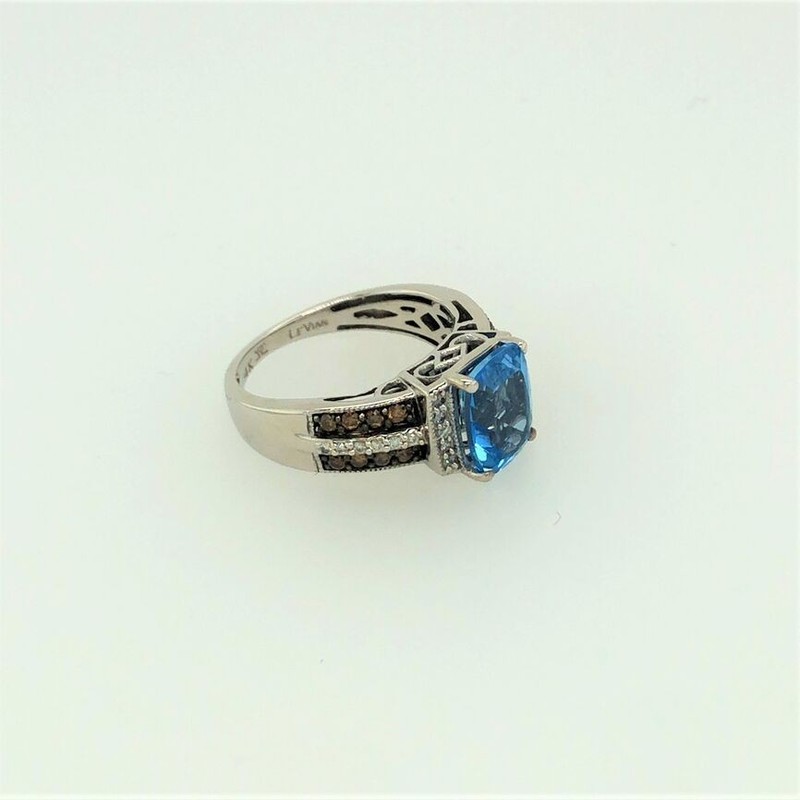 LeVian Ring with 2 1/4 cts Blue Topaz and Tanzanite in 14K White Gold Size 6