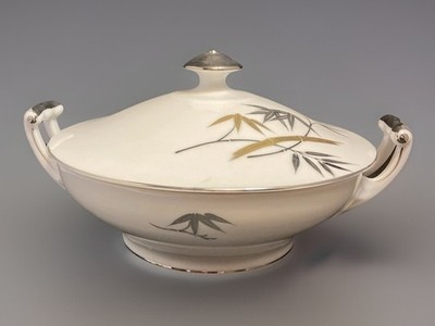 Kutani Bamboo Tree Pattern Fine Bone China 9'' Serving Dish Miyuki Toki Japan