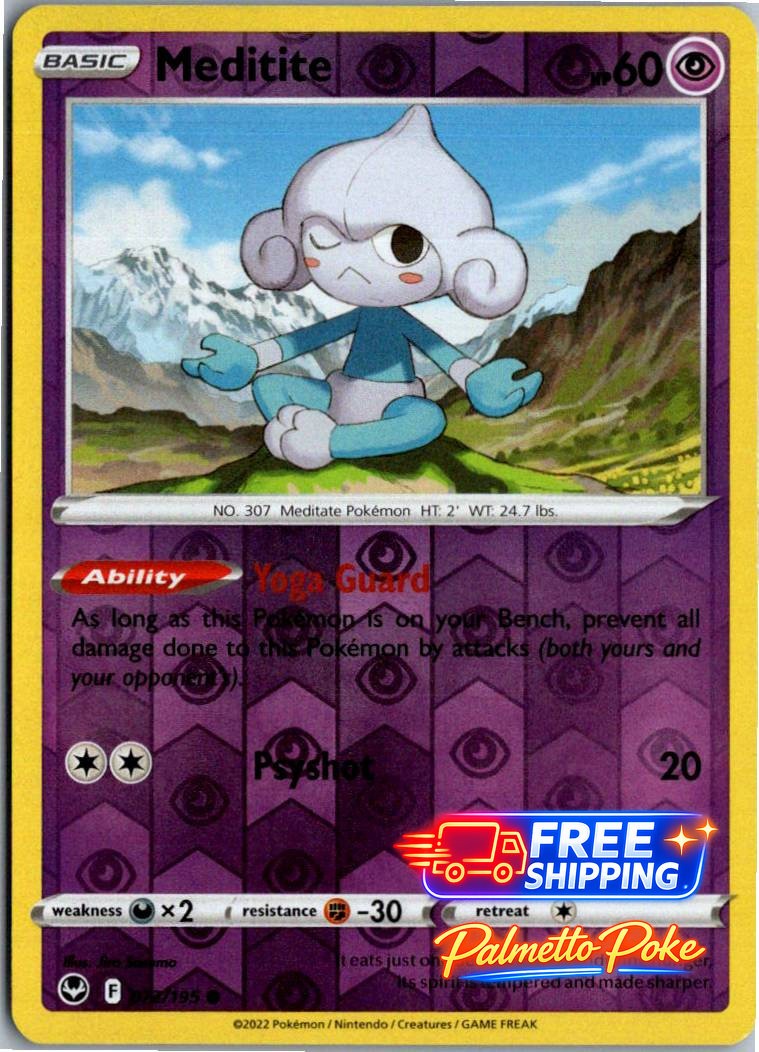 Meditite 072/195 Common Silver Tempest Pokemon Reverse Holo Lightly Played