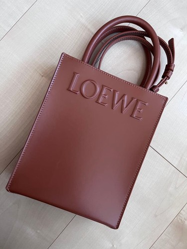 Loewe Shoulder Bag Logo Design Leather Brown Tan