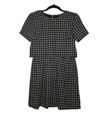 One Clothing Los Angeles Black Dress Size Small Tiered Windowpane Pattern