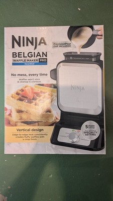  NEW  Ninja BW1001 NeverStick PRO Belgian Waffle Maker 5 Shades Vertical Design