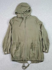 Tommy Bahama Linen Jacket Mens XLT Olive Green Hooded Zip Parka Drawstring