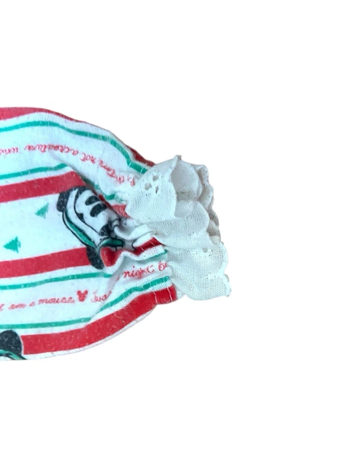 Vintage Disney Store Mickey Mouse Navidad Volantes Vagabundo Dormir Talla L Rojo Verde. Foto 3 de 4