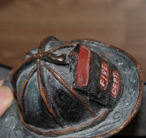 Fireman Hat or Chief Helmet Paperweight Office Desk Decor Vintage Unique Rare - Picture 1 of 12