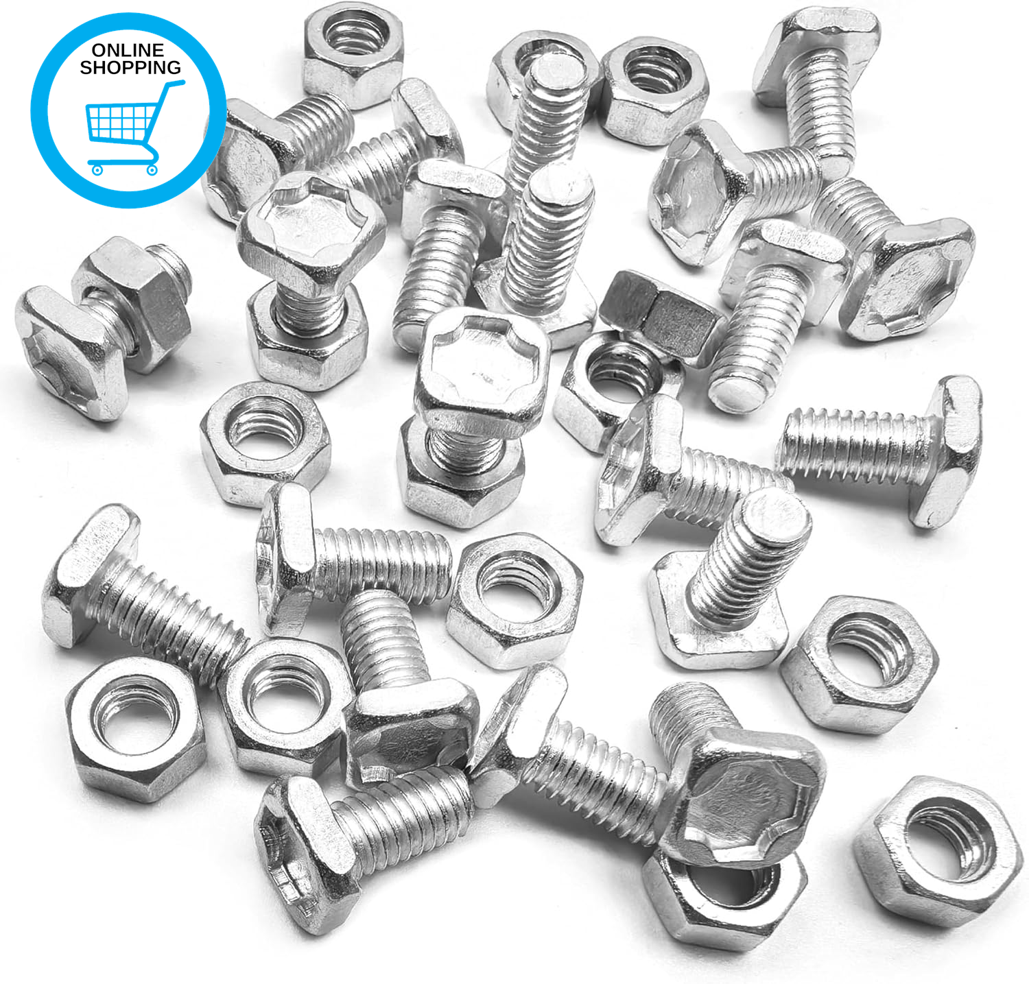 60 Pack Greenhouse Nuts and Bolts - Square Head 10Mm Aluminium - Greenhouse Acce