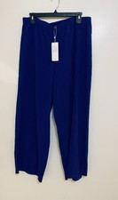 Eileen Fisher Blue Stretch Knit Wide Leg Ankle Pant Petite Large NWT 188