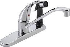 Single-Handle Kitchen Sink Faucet with Integrated Side Sprayer, Chrome P114LF