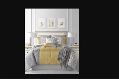 Sunham Ridgewood 10-Pc. Comforter Set, Queen - Gray, Gold-Tone