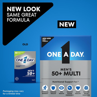 Men S 50+ Multivitamins, Supplement with A, C, D, E and Zinc for Immune Healt...