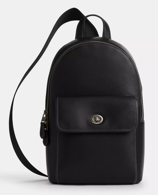 NWT Coach CAJ72 Turnlock Sling Pack In Smooth calf leather black