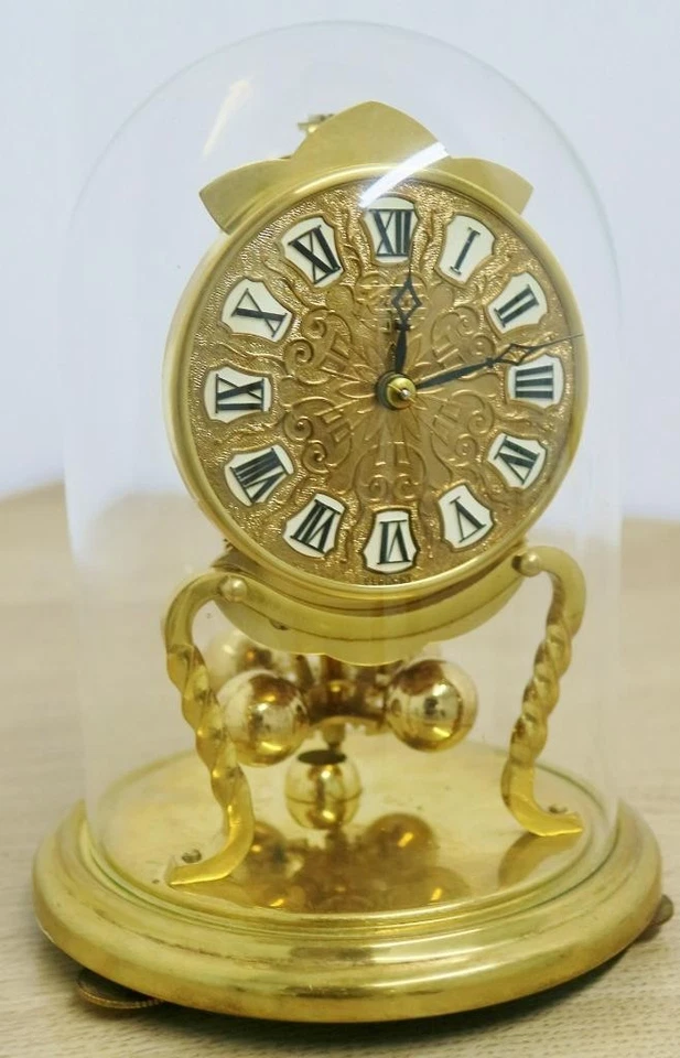 Antique German Kundo Kieninger 400 Day Brass Anniversary Torsion Mantle Clock - Изображение 2 из 4
