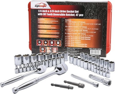 EPAuto 46 Pieces 1/4-Inch and 3/8-Inch Drive Socket Set
