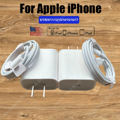 20W USB-C Power Adapter Block PD Fast Charger Cord For iPhone 14 13 12 15 16 17