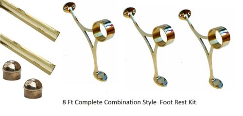 8 FT. BRASS BAR RAIL-BAR RAILING-FOOTRAIL KIT COMPLETE SETUP