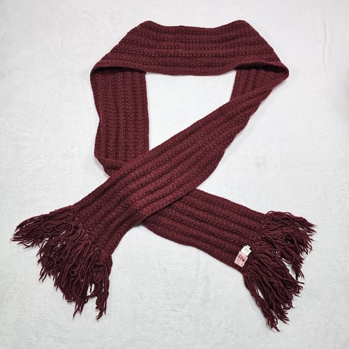 Vtg Abercrombie & Fitch Scarf Chunky Cable Knit Wool Chorded Fringe 107" Long
