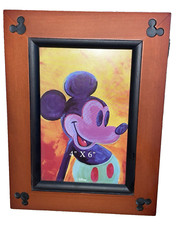 Disney Parks Mickey Mouse Wooden 4" x 6" Picture Frame Mickey Heads On Corners