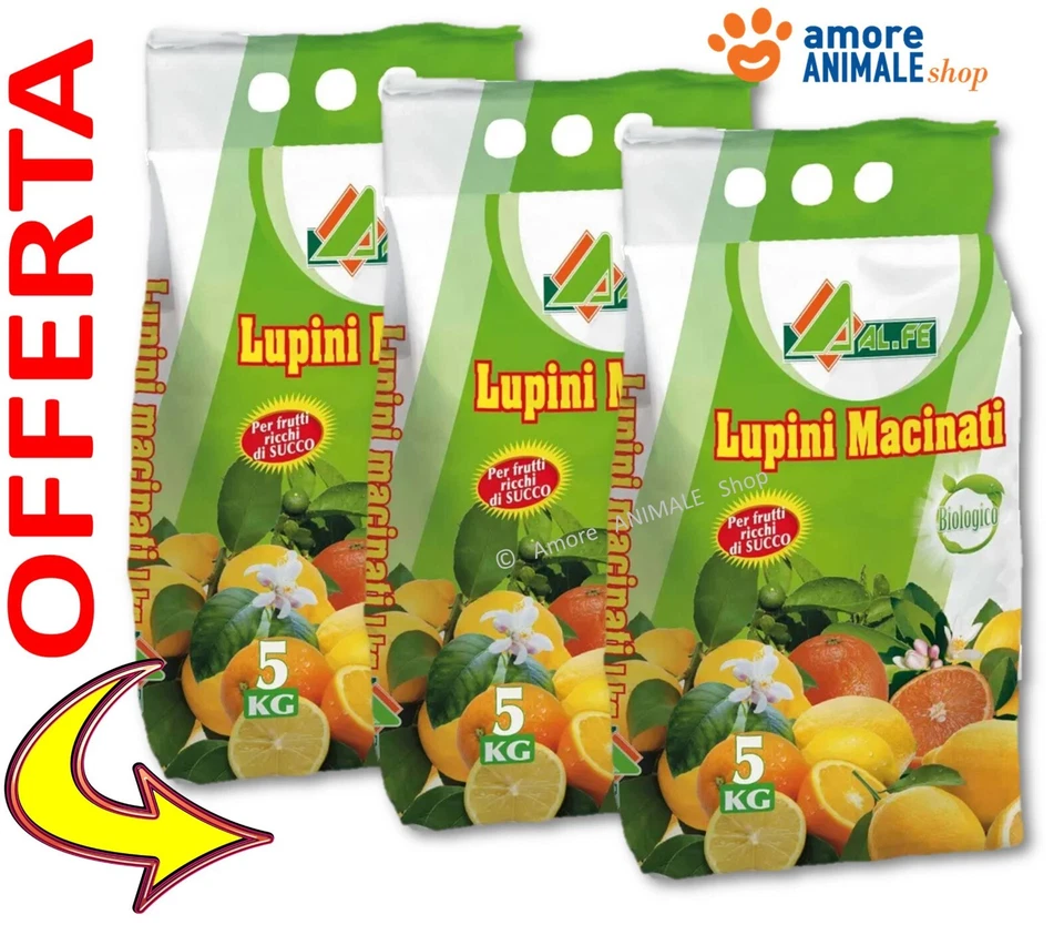 Alfe LUPINI MACINATI → 1 / 5 kg Concime Biologico per Limoni Piante Acidofile