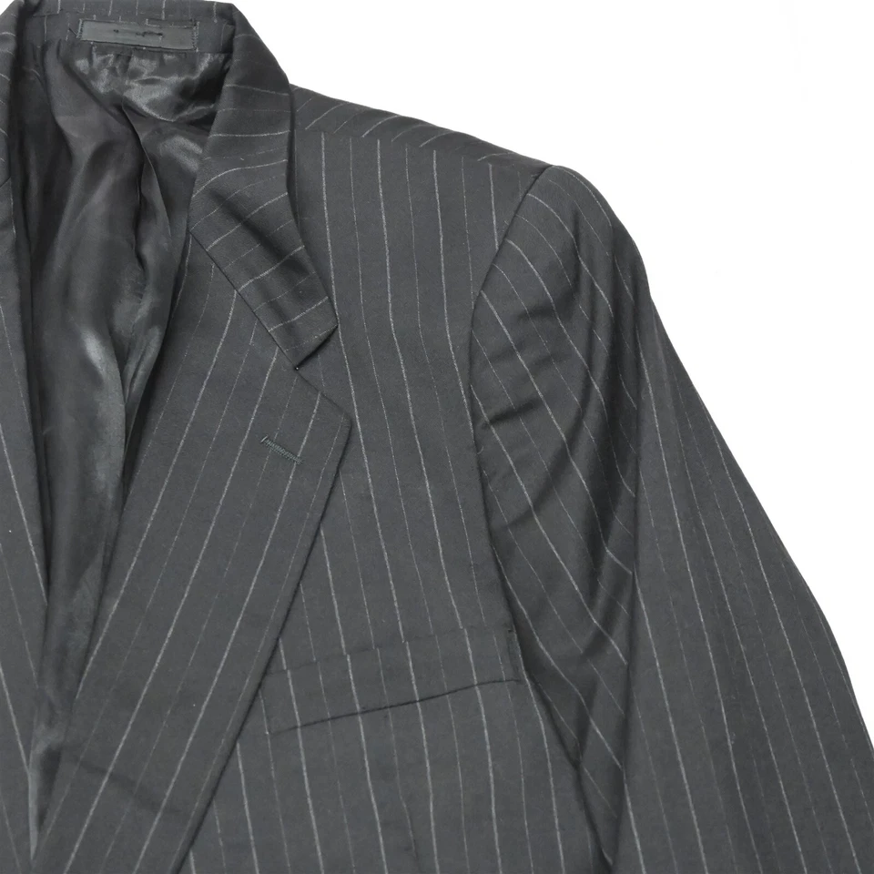 Jhane Barnes 42 X-Long 34x38 Black Chalk Stripe 100% Wool Mens Jacket Pants Suit - Image 2 of 4