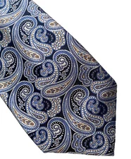 Daniel Cremieux Neck Tie Nwt Blue Paisley Silk Seven 7 Fold Handmade in Italy